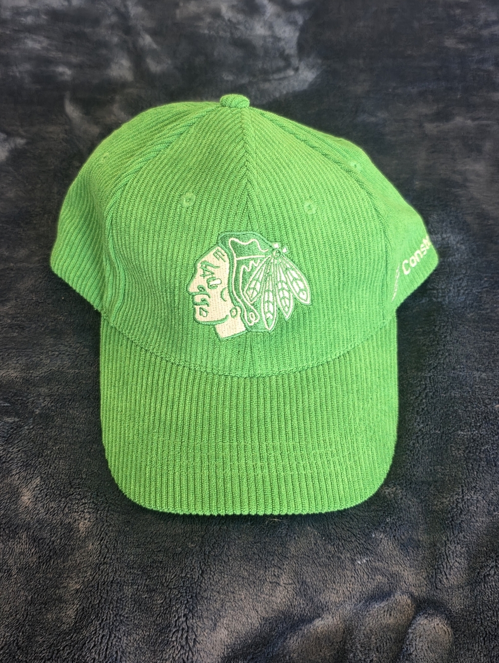 Green Embroidered Hockey Logo Corduroy Cap Chicago Blackhawks Green Corduroy Hat